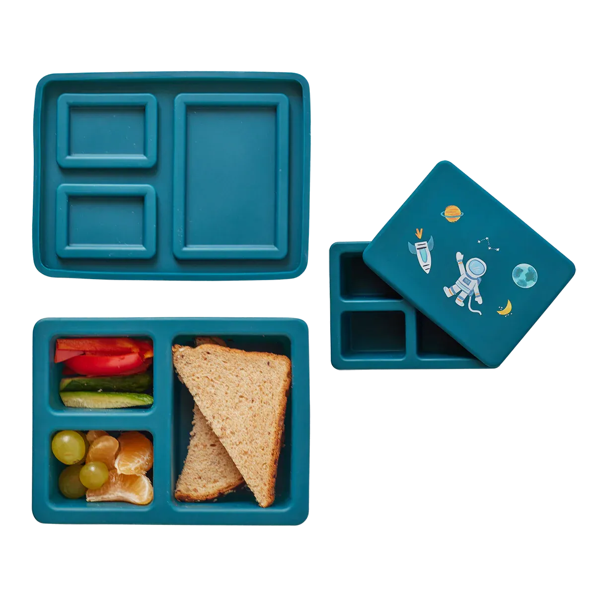 Mini Bento Lunch Box for Toddler and Kids – Silicone Container with 3 Leakproof