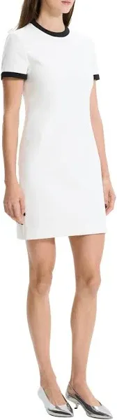 Theory short sleeve dress in crepe. Black with white finishes; not worn