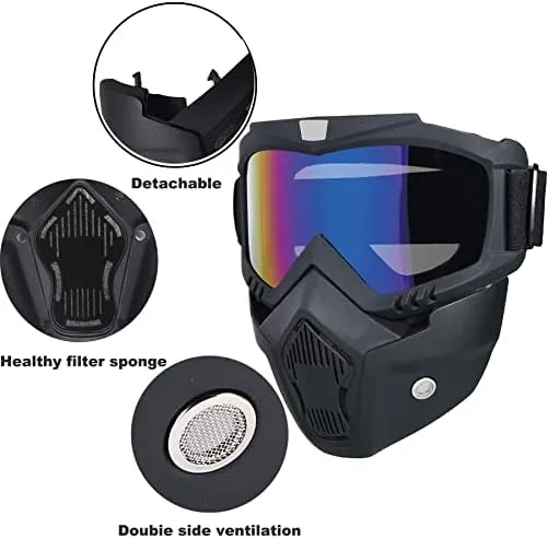 BROYEUR Paintball Mask Anti Fog,Tactical Full Face Mask Ski Mask Goggles Detachable Adjustable,Motorcycle Riding Face Protection