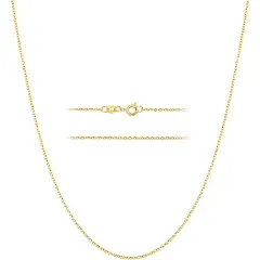 KISPER 24k Gold Cable Link Chain Necklace – Thin, Dainty, Gold Plated Stainless Steel Jewelry for Women & Men with Spring Ring Clasp