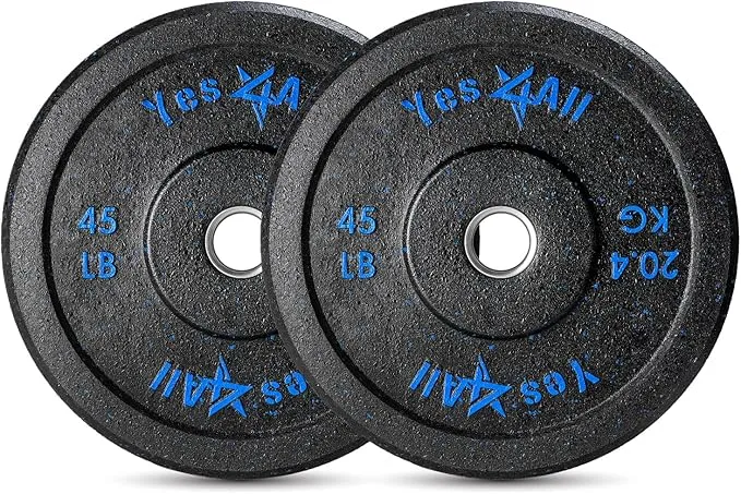 Yes4All 2" Bumper Plate, Olympic Rubber Weight Plate with Steel Hub for WeightLifting, Strength Training, Home Gym, Less Impact, Absorb Bounce & Shock (Single)