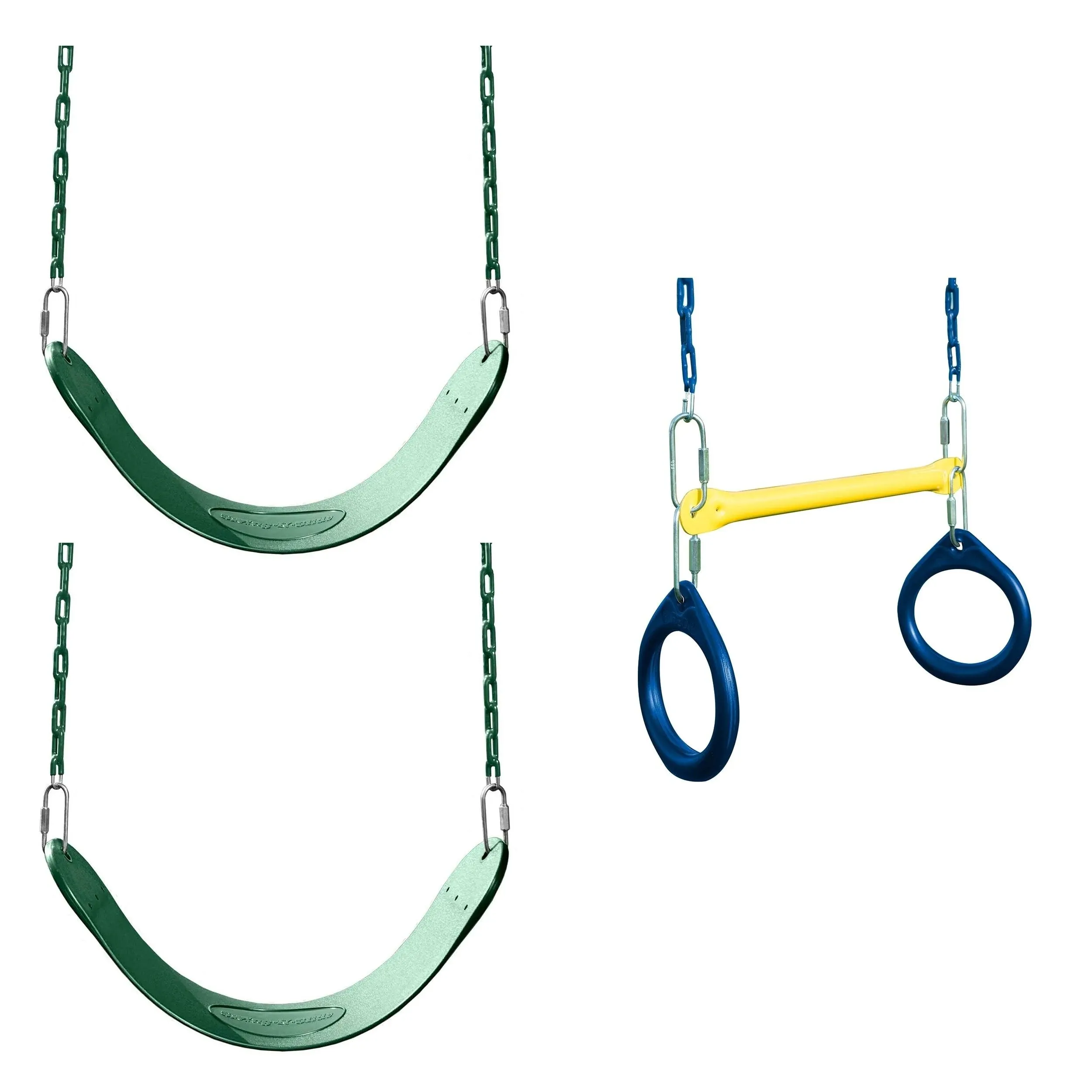 Swing-n-slide 2 Green Swing SEATS and Ring/Trapeze Bar Combo