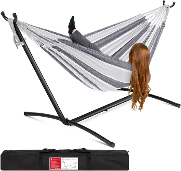 Best Choice Products Fabric Hammocks 9.5&#039; Stand Set W/ Carrying Bag Cotton Abyss