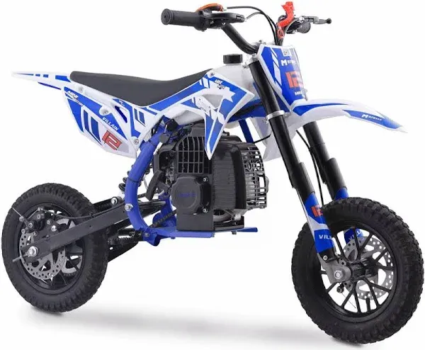 MotoTec Villain 52cc 2-Stroke Kids Gas Dirt Bike - Blue ✅