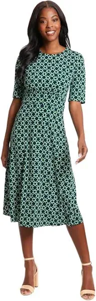 London Times Women's Printed Midi A-Line Dress