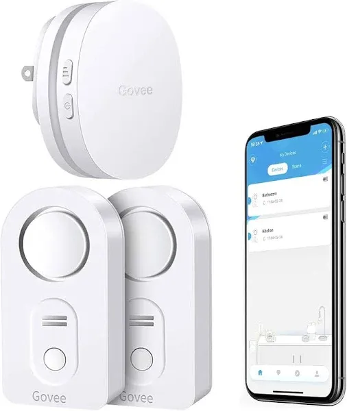 Govee Water Detectors 100dB Adjustable Audio Alarm Sensor, Sensitive Leak And Drip Alert