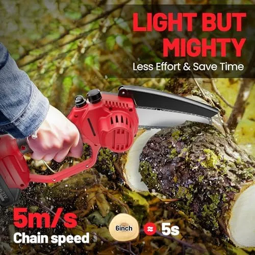 Mini Chainsaw, Mini Chainsaw 6 Inch Cordless with 2 Battery,2024 Upgrade Ha...