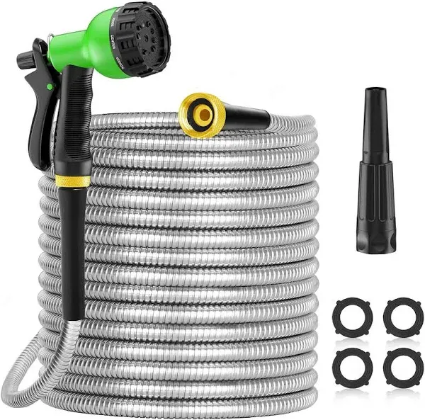 Garden Hose 50ft, Heavy Duty Water Hoses with 10 Function Nozzles for Yard, O...