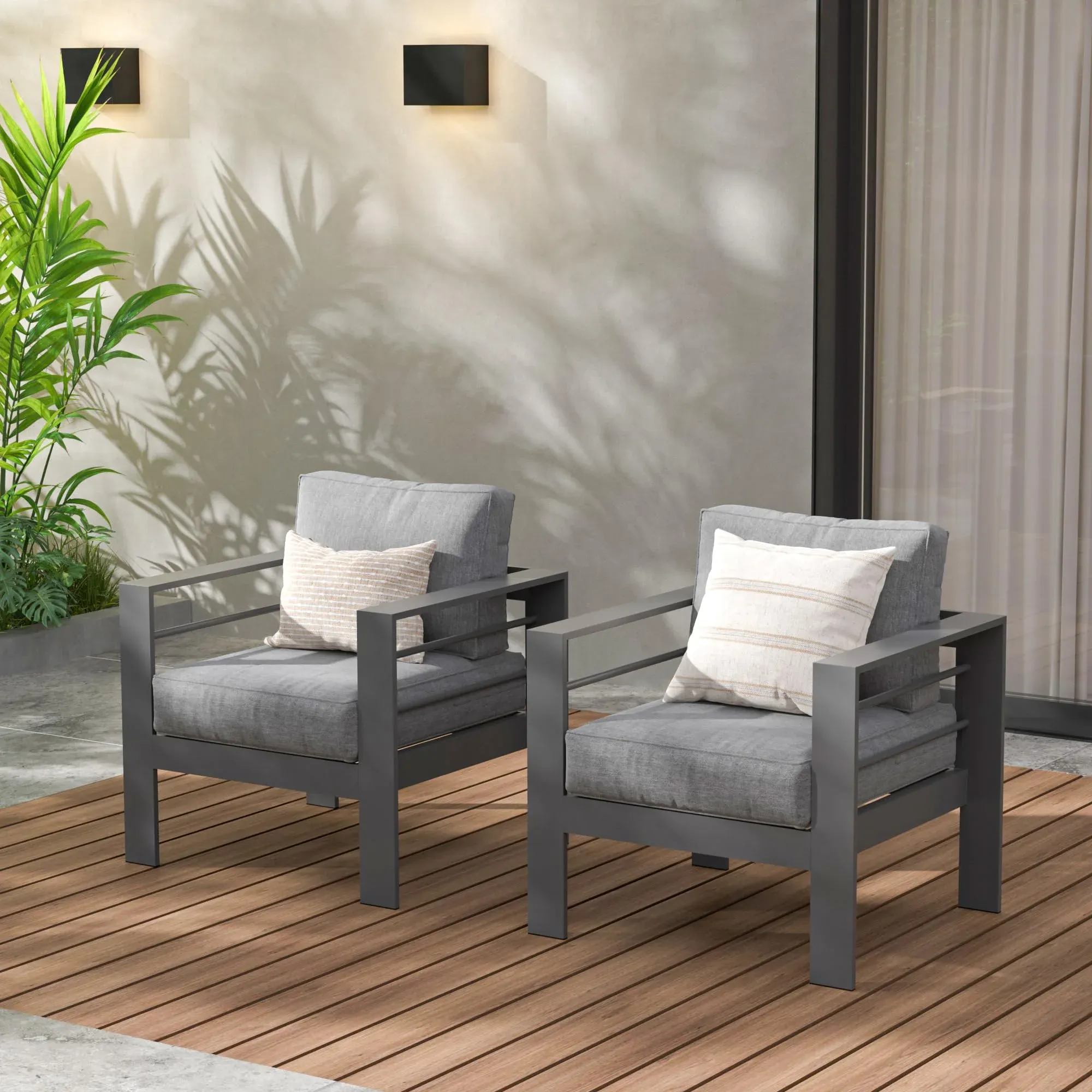 Latitude Run 2 Piece Patio Aluminum Chair Set of 2