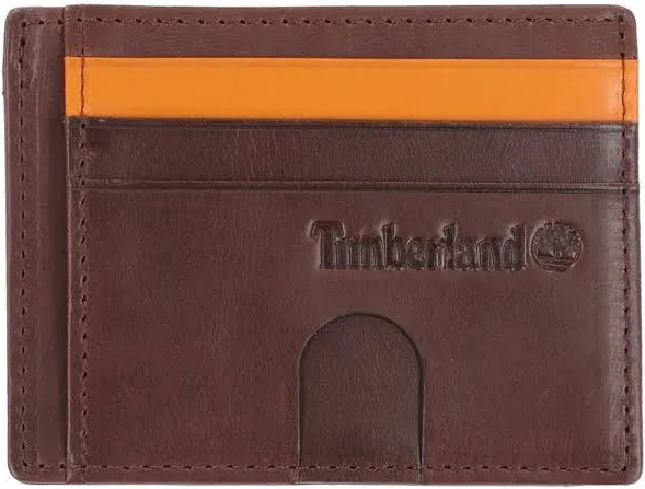 Timberland Men's Slim Leather Front Pocket Credit Card Holder Wallet