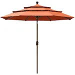 EliteShade USA Sunumbrella 9ft 3 Tiers Market Umbrella Patio Umbrella Outdoor Table Umbrella with Ventilation and 5 Years Non-Fa