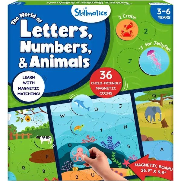 Skillmatics Magnetic Matching Activity - Letters, Numbers &amp; Animals for Ages 3-6