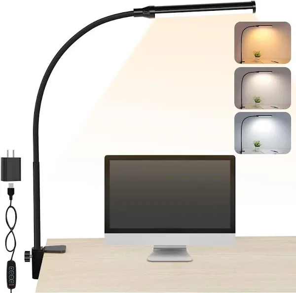 Libora LED Desk Lamp with Clamp, Eye-Caring Clip On Light, Desk Light for Home ...