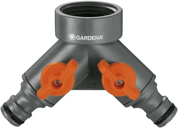 Gardena 5/8 &amp; 1/2 Nylon/ABS Hose 2-Way Shut-off Valve Female/Quick Connect