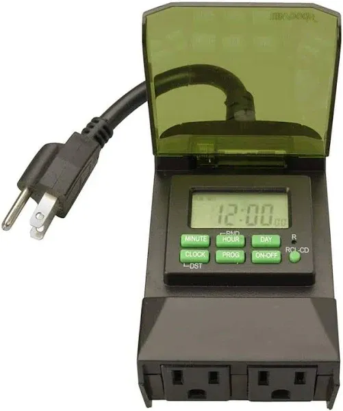 Woods 50014 50014WD Outdoor 7-Day Digital Plug-In Timer, 2 Grounded Ou