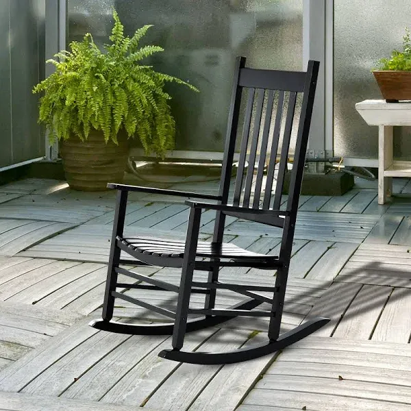 Outsunny Outdoor Rocking Chair Wooden High Back