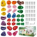 topNew 32 Rock Climbing Holds Multi Size for Kids, Adult Rock Wall Holds Climbing Rock Wall Grips for Indoor and Outdoor Playground Play Set - Includ