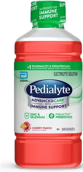 Pedialyte AdvancedCare Cherry Punch Electrolyte Solution, 33.8 Fl Oz Bottle