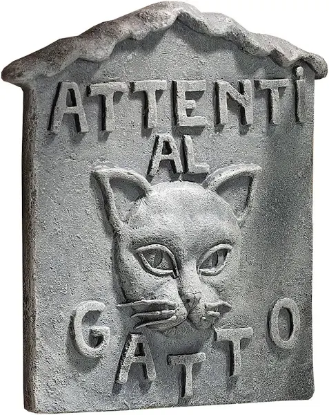 10" Italian Art Attenti al Gatto Cat Wall Sculpture Décor