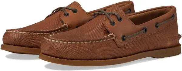 Sperry Men's Authentic Original 2-Eye Seasonal Boat Shoe, TAN Debossed, 8 Wide