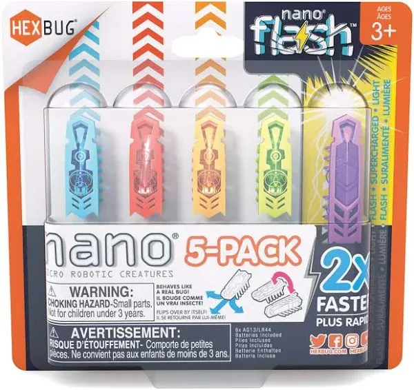 HEXBUG Nano 5 Pack - 4 nanos Plus Bonus Flash Nano - Sensory Vibration Toys for