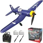 Plane 4 Channel Remote Controlled Aircraft Ready to Fly, One Key Aerobatic and One-Key U-Turn, Easy Control for Beginners, F4U Corsair RC Airplan