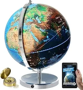 GetLifeBasics Illuminated World Globe with Stand