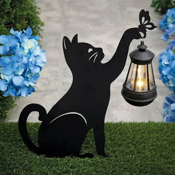 Bits and Pieces Solar Garden Cat Lantern