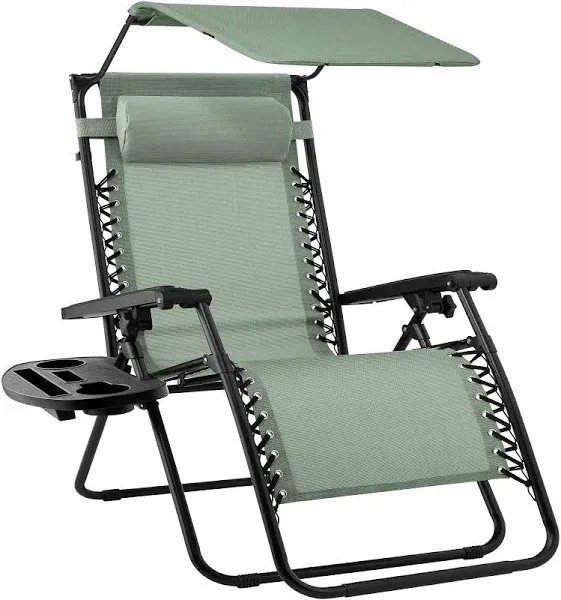 Best Choice Products Folding Zero Gravity Recliner Patio Lounge Chair w/ Canopy Shade