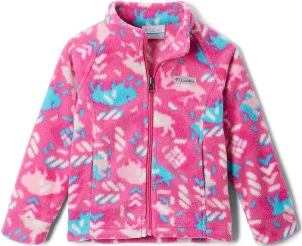 Columbia Youth Girls Benton Springs II Printed Fleece, Pink Ice Buffaloroam, Large