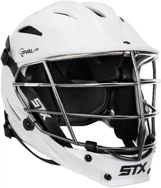 STX Rival Jr Lacrosse Helmet (White Shell/Silver Mask)