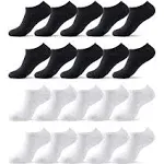 MONFOOT Women&#039;s and Men&#039;s 20 Pairs Cotton Low Cut Ankle Socks Black White mul...