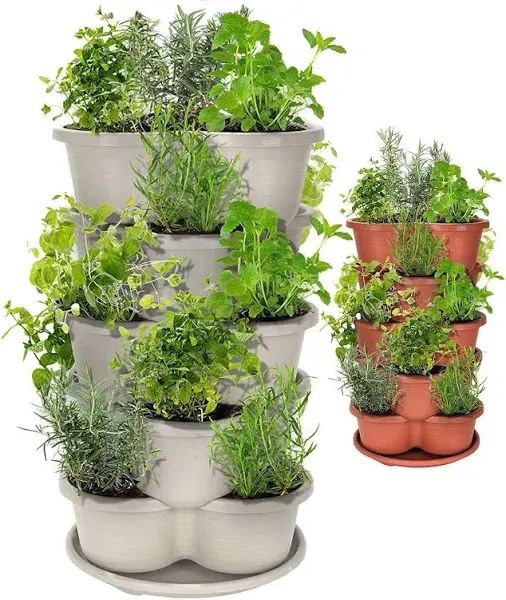 Amazing Creation Stackable Planter, Vertical Oasis Tiered Garden Planter, Grow Vegetables, Herbs, and Succulents with Ease