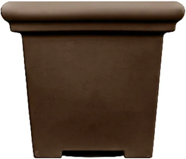 The HC Companies 20" Premium Plastic Terrazzo Square Planter 20"x20"x17.63" in Chocolate Color