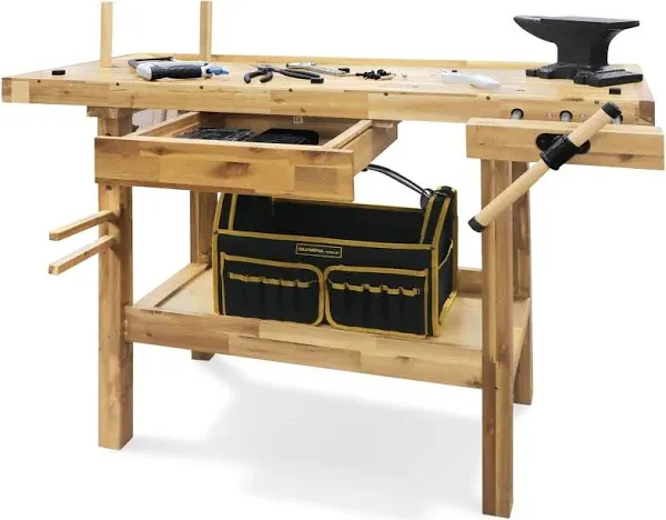 Olympia Tools 48-Inch Wood Workbench 330 lbs Weight Capacity Wooden Workbench for Garage, Workshop and Home