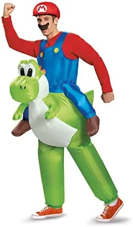 Mario Riding Yoshi Inflatable Adult Costume Super Mario Bros Nintendo Green