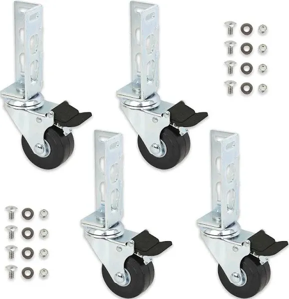 TGR Storage Rack Caster Wheels 4 Pack Adapts For Self Locking Shelving Racks