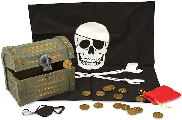 Melissa and Doug Wooden Pirate Chest Ages 6+ Pretend Play