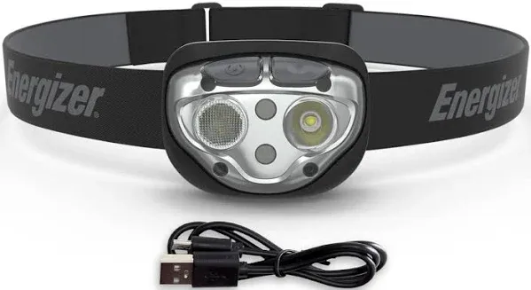 Energizer Rechargeable LED Headlamp Pro400, IPX4 Water Resistant, High-Powered Bright LED, Multiple Light Modes, Best Headlight for Camping, Running, Outdoors, Emergency Light, USB Included