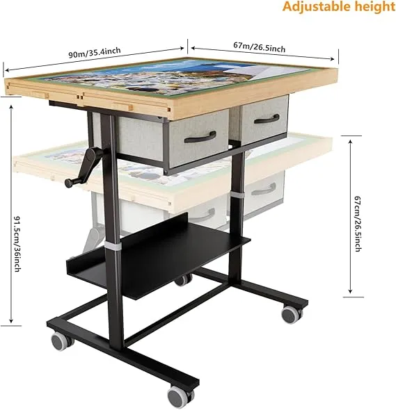 1500 Piece Jigsaw Puzzle Table with Legs,Jigsaw Puzzle Board Portable with 4 Drawers and Cover,35"x26"Adjustable Puzzle Tables for Adults,Gift for Mom