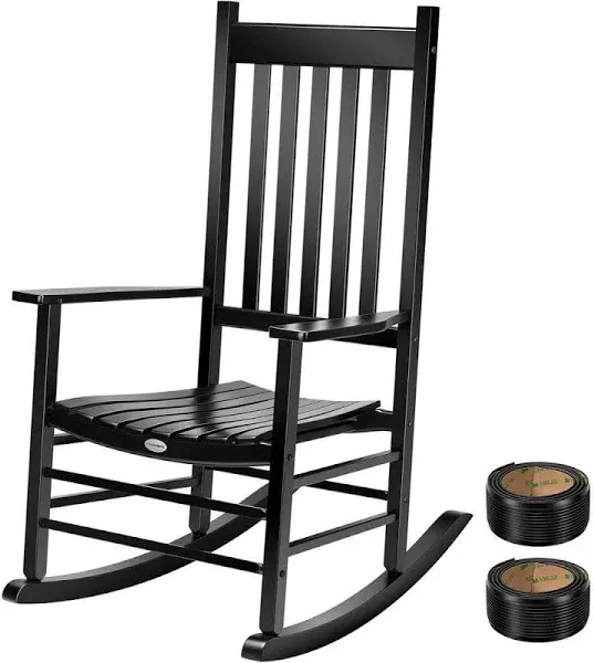 Outsunny Outdoor Rocking Chair Wooden Rustic High Back All Weather Rocker