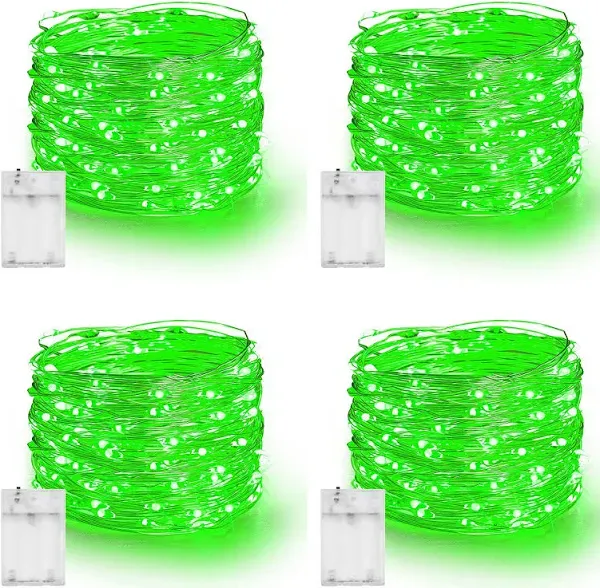  Fairy Lights Battery Operated, 20 FT 60 LED Silver Wire St. Patrick&#039;s 1 Green