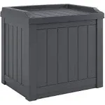 Suncast 22 Gallon Outdoor Patio Small Deck Box with Storage Seat, Cyberspace