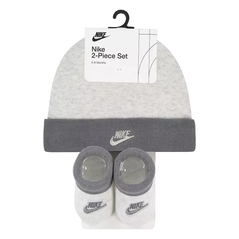 Nike Baby Boys' Hat and Booties 2-Piece Set (Light Gray)