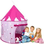 Princess Castle Play Tent with Glow in The Dark Stars Foldable Pop Up Pink Pl...