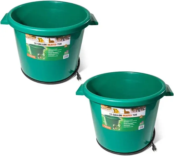 HT-200 16 Gallon Plastic Heated Livestock Pet Farm Animal Water Bucket Tub with 