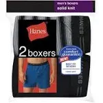 Hanes 548KP2 Men's Exposed Waistband Knit Boxer 2 Pack - Assorted - L