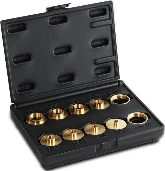 10-Piece Dct Brass Router Template Bushing Set with Carrying Case