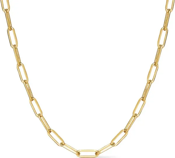 Ana Luisa Laura Paperclip Chain Necklace - 14K Gold Plated Link Chain Necklace - Hypoallergenic, Water-Resistant, Tarnish-Free Necklace - Slim & Bold Sizes - Adjustable Chain Length - Women Gift Ideas