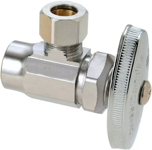 BrassCraft Angle Valve 1/2 Inch Nominal Sweat x 3/8 Inch Od Compression